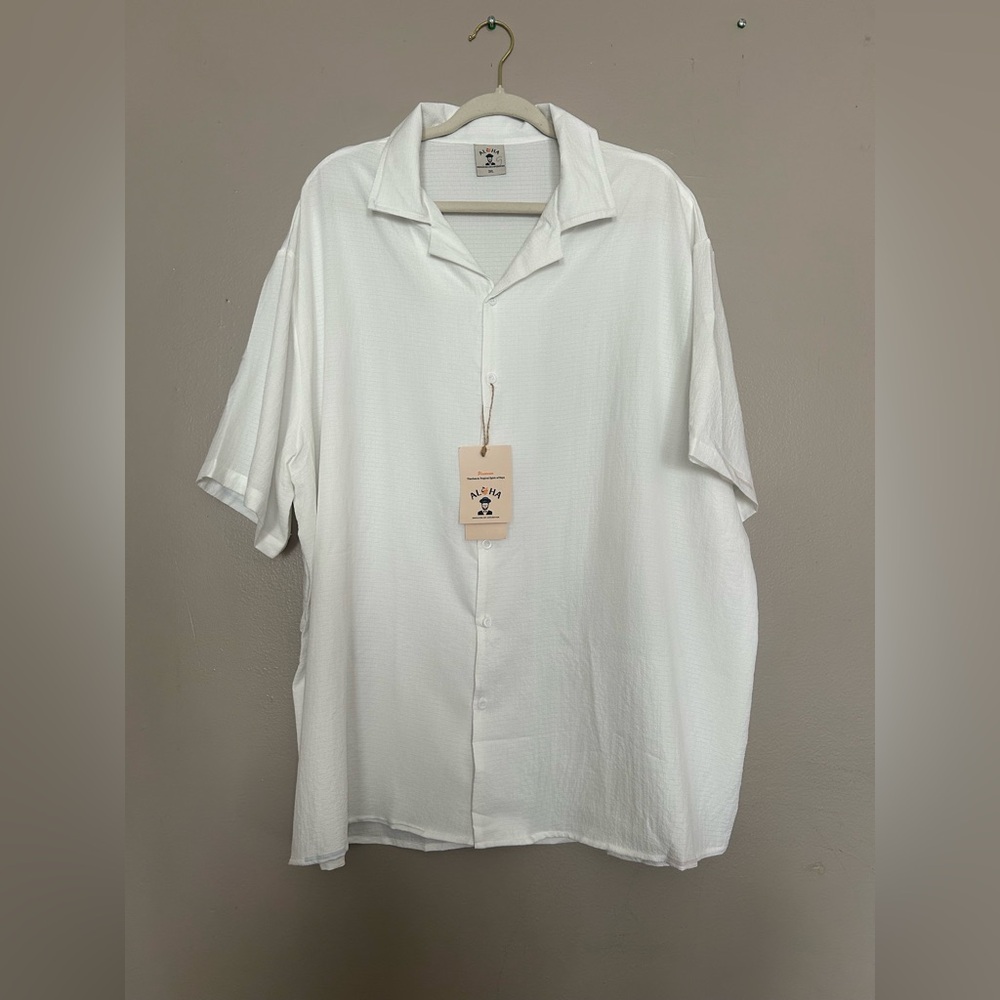 All-White Hawaiian Beach Shirt – Men’s Short Sleeve – Resortwear NWT Size - 3X